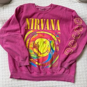Urban Outfitters Nirvana Pink Oversized Sweatshirt